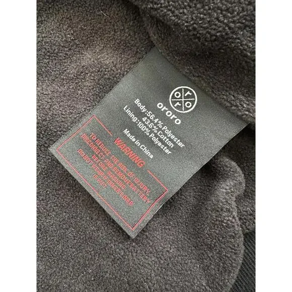 ORORO Heated Fleece Full Zip Hoodie Mens M Black Sweatshirt No Battery EUC - Picture 6 of 8